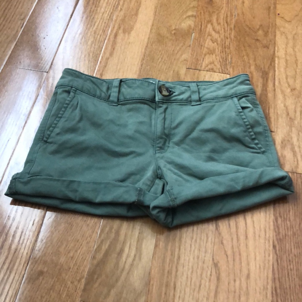 Green midi shorts